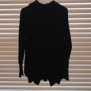 VENUS Black Tunic Turtleneck Sweater with Button Back Detail